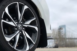 Honda Civic Si Mud Flaps - Front + Rear - Rally Armor - UR Premium - White/Red Logo - `16-`21 Honda Civic Si Mud Flaps - Front + Rear - Rally Armor - UR Premium - White/Red Logo - `16-`21